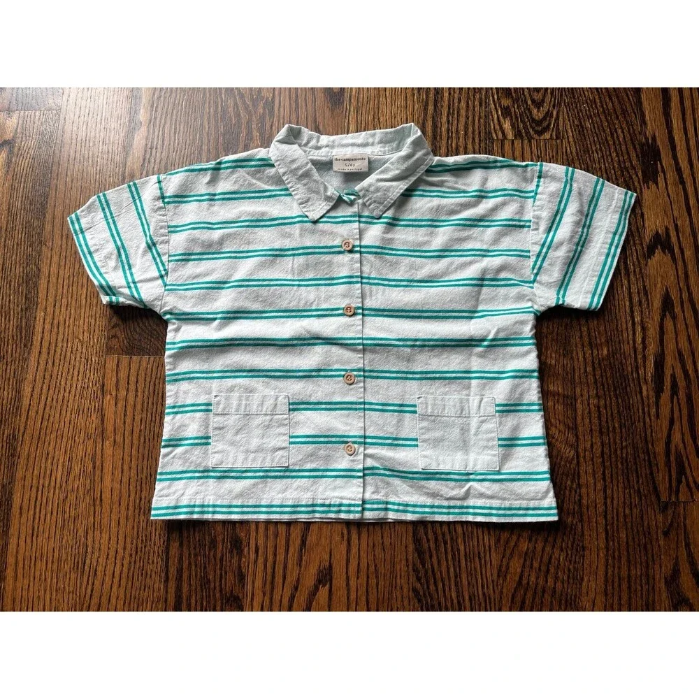 Kids Striped Two-Piece Matching Set in Light Gray and Teal